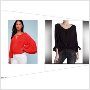 Free People Red and Black Crop Tops